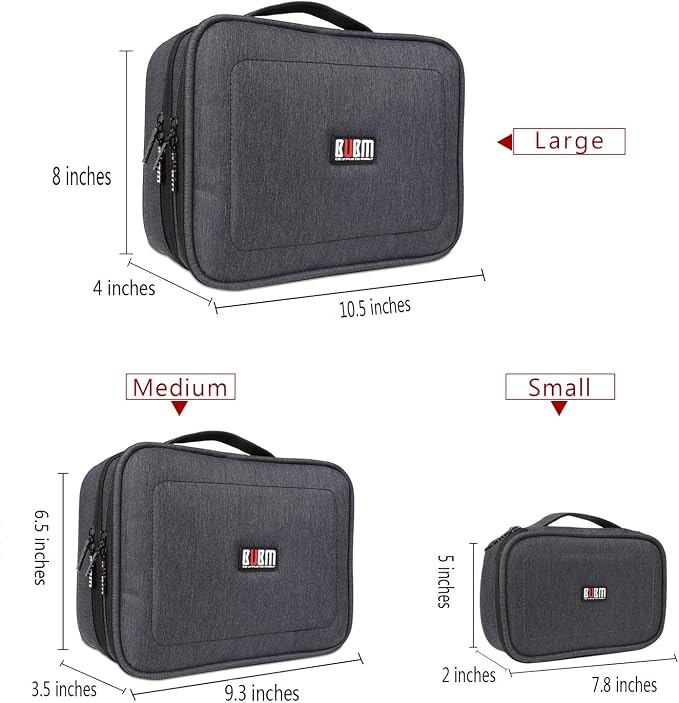 BUBM 3pcs Double Layer Electronic Organizer, Travel Gadgets Bag - Image 7