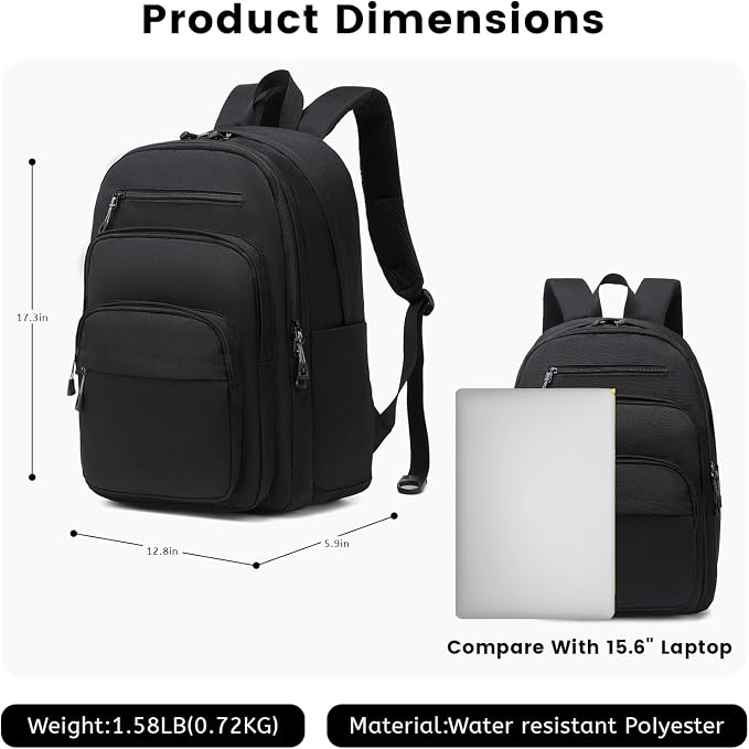 Lanola Basic Multi-Pocket Multipurpose Backpack Classical Water Resistant - Image 2