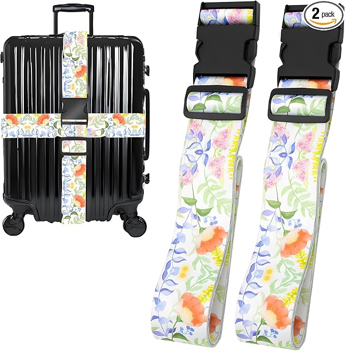 Roses Flowers Luggage Straps for Suitcases, Adjustable Luggage Travel Belts to by Unknown