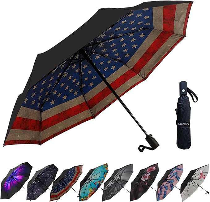 LLanxiry Compact Travel Umbrella, Mini Windproof Umbrellas by LLanxiry
