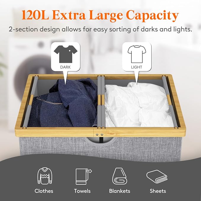 Lifewit 120L Double Laundry Hamper - Image 2