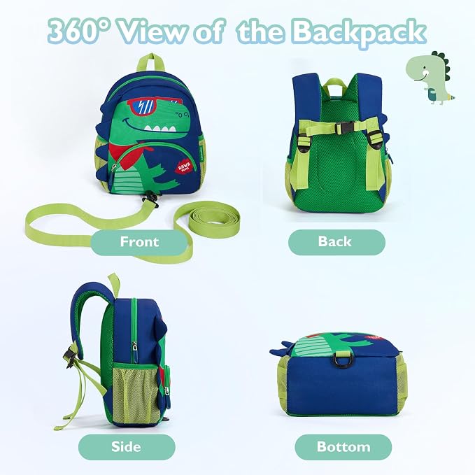 mommore Toddler Backpack for Boys 2-4, 3D Cartoon Cute Kids Dinosaur Backpack - Image 4