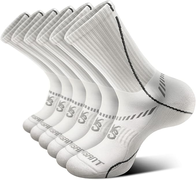 BULLIANT Compression Socks for Men 6Pairs, Athletic Crew Socks Cushioned For by BULLIANT