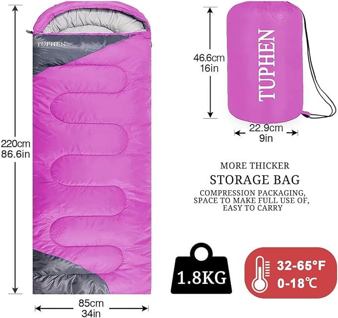 tuphen- Sleeping Bags for Adults Kids Boys Girls Backpacking Hiking Camping - Image 3