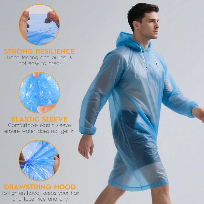 Bruvoalon 6 & 20 Pack Disposable Rain Ponchos - Image 3