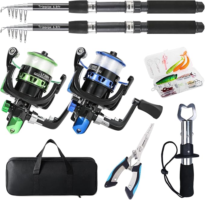 Fishing Rod, Pre-Loaded Spinning Reel Combo, Fishing Pole by Tripquips