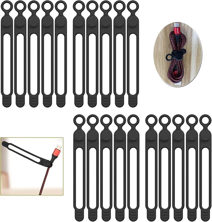 UMUST Silicone Cable Ties, Reusable Cable Management Organizer, Cord Tie by ELECTRONICACCESSORIES