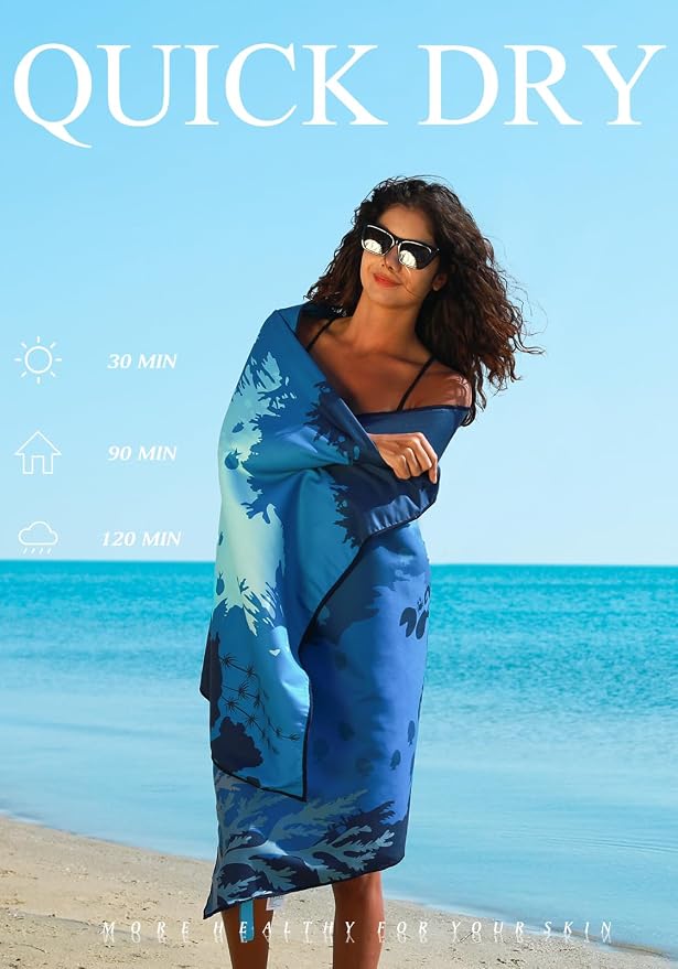 2 Pack Microfiber Lightweight Thin Beach Towel Sand Free Quick Dry Super - Image 5