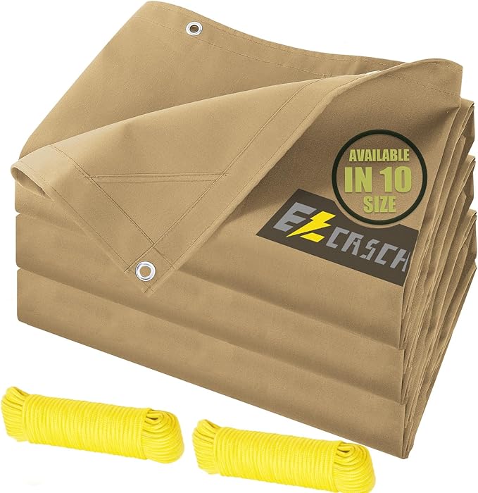 20’x20’ Canvas Tarp Heavy Duty Water Resistant Tarpaulins by Ezcasch