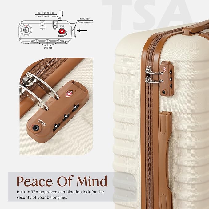 Coolife Suitcase Set 3 Piece Luggage Set Carry On Hardside Luggage - Image 3