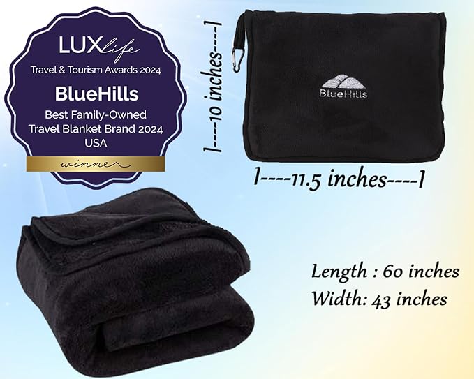 BlueHills Premium Soft Travel Blanket Pillow Airplane Blanket Packed in Soft - Image 3