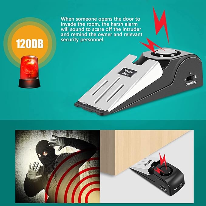 2 Pack Portable Door Stop Alarm, Door Stopper - Image 7