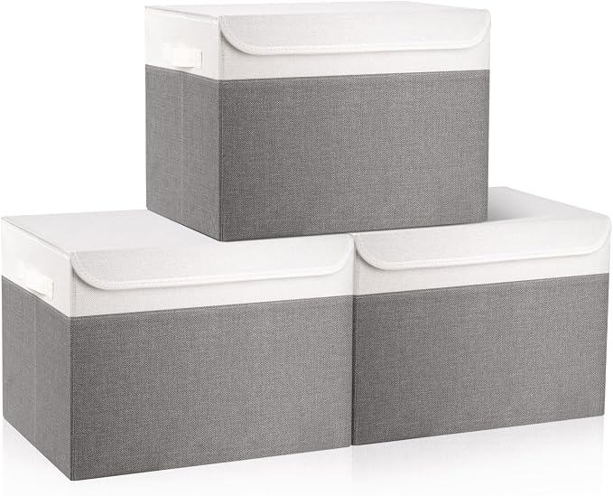 Large 17" 42 Quarts Collapsible Stackable Storage Bins by Bagnizer