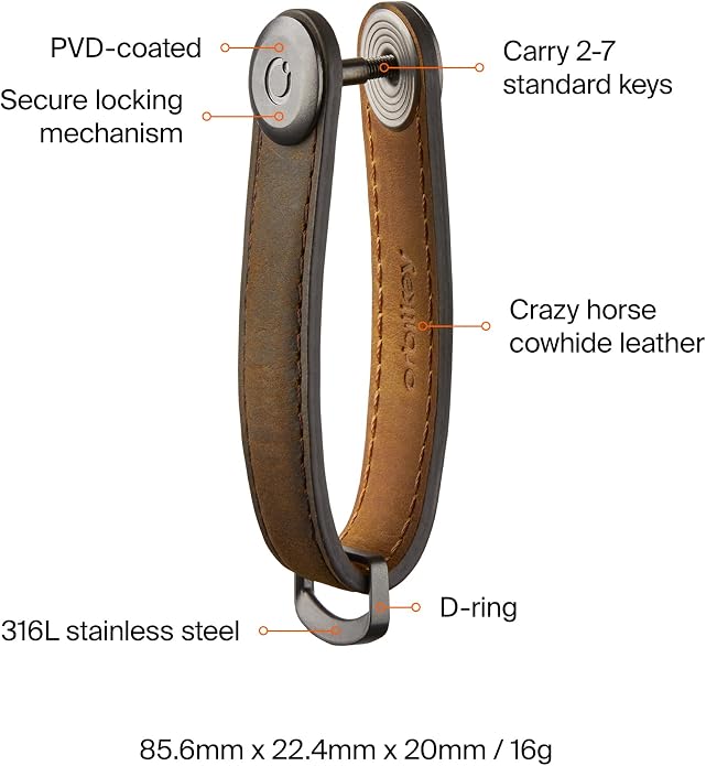 Orbitkey Crazy Horse Leather Key Organizer | Quiet Profile | Holds up to 7 Keys - Image 5