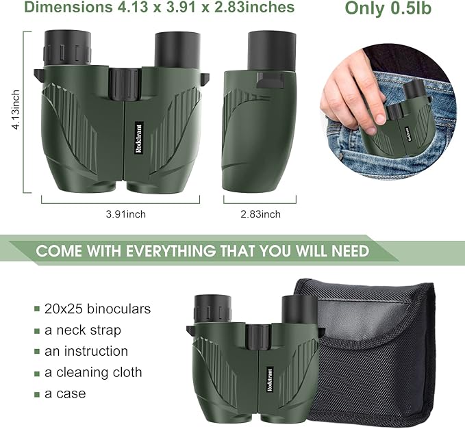 20X25 Compact Binoculars for Adults and Kids, Large Eyepiece Waterproof - Image 4