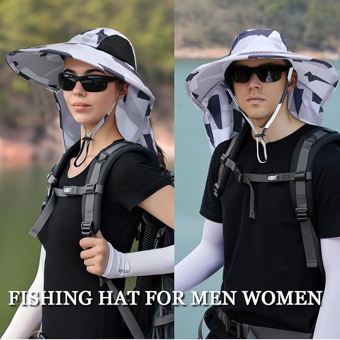 Sun Hat for Men Women with Neck Flap, UPF 50+ UV Protective Hiking Fishing Hats - Image 5