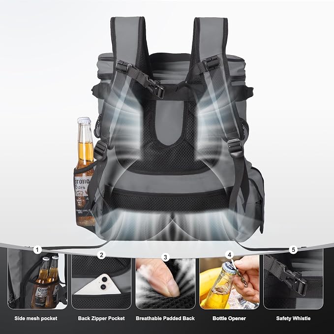 Beach Cooler Backpack for Men 36cans Insulated Backpack Cooler Lunch Bag for - Image 5