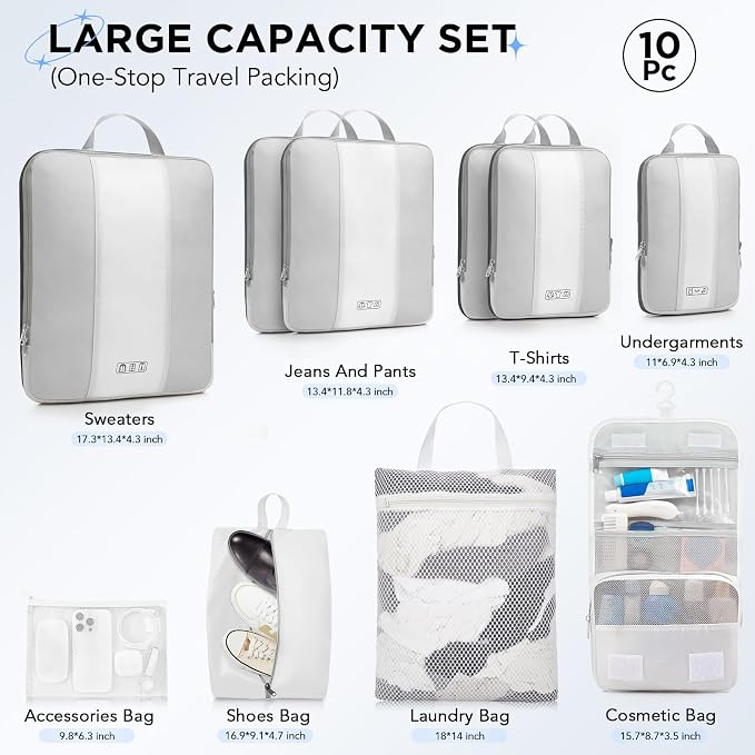 10 Set Compression Packing Cubes - Image 2