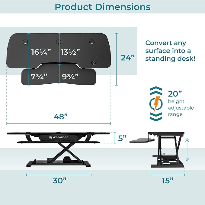 VERSADESK® PowerPro™ 48” x 24” Extra Wide Electric Sit-to-Stand Desk Converter - Image 5
