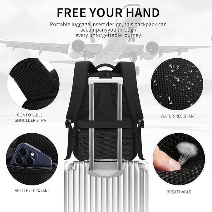 Black Backpack for Men Women, Backpack for School, School Backpacks for Boys - Image 5