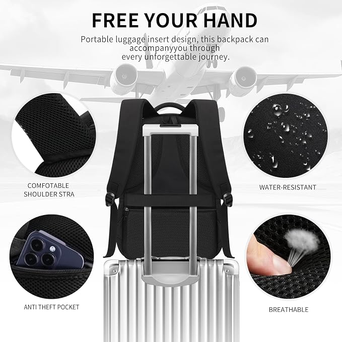 Black Backpack for Men, Backpack for School, School Backpacks for Boys Teens - Image 5