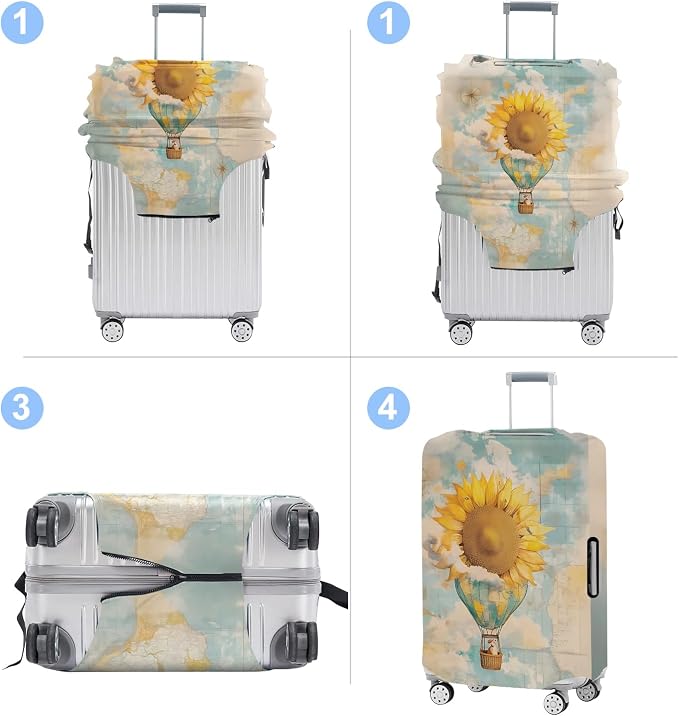 Sunflower Luggage Cover Washable Suitcase Protector Anti-Scratch, Stretchable - Image 4