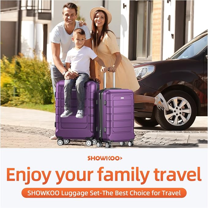 SHOWKOO Luggage Sets Expandable PC+ABS Durable Suitcase Sets Double Wheels TSA - Image 2