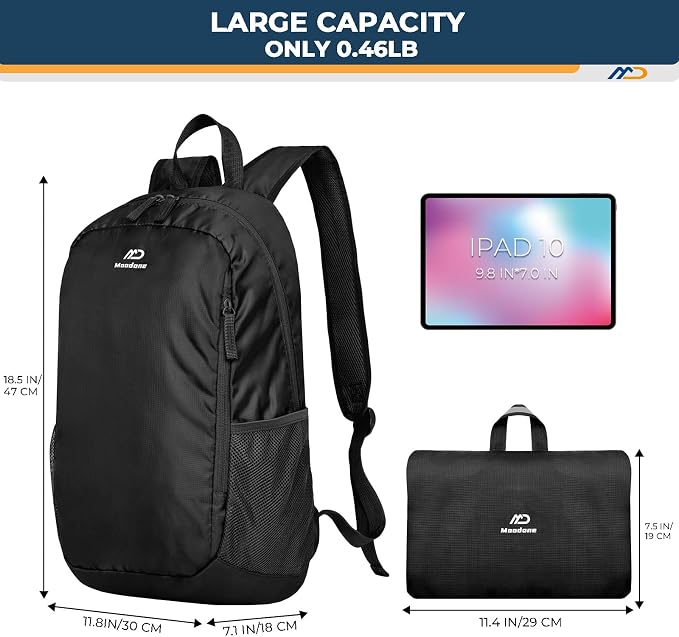 Lightweight Packable Hiking Backpack, 30L Back Pack Travel Outdoor Waterproof - Image 2