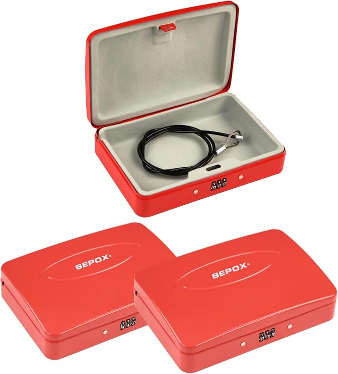 SEPOX® Twins Water/Fire-Resistant Portable Security Case Lock Box Steel by SEPOX