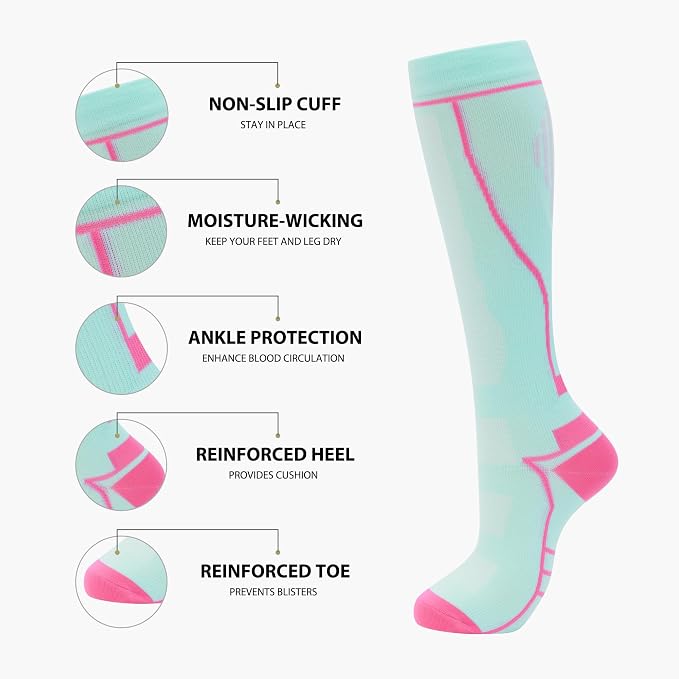 Compression Socks for Women Men Circulation Knee High 8 Pairs for Nurses - Image 5