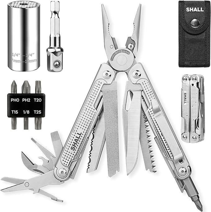 SHALL Multi Tool, 18-in-1 Multitool Pliers, Stainless Steel Multi-tool Pocket by SHALL