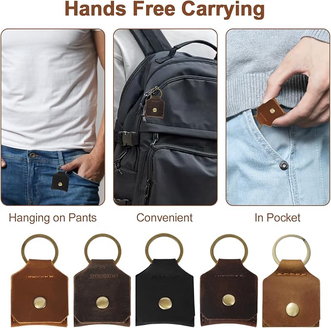 Jack&Chris Genuine Leather SD Card Holder Keychain, Anti-Shock Anti-Dust SD - Image 6
