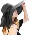 DRESHOW Beach Hats for Women Big Straw Wide Brim Summer Hat Floppy Foldable by DRESHOW