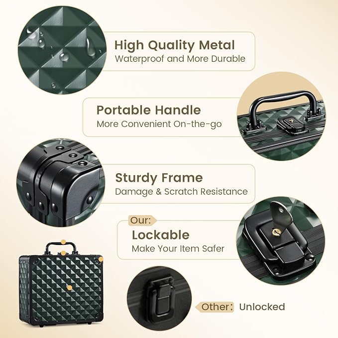 Makeup Box with Magnetic Lighted Up Mirror Makeup Organizer Box Travel Cosmetic - Image 5