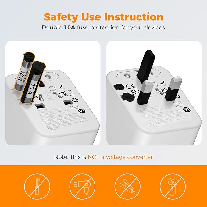 TESSAN Universal Travel Adapter, International Power Adapter - Image 6