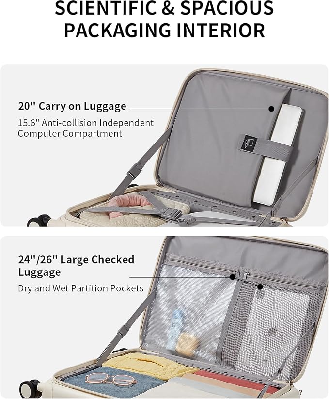 aji Expandable Top Opening 26 Inch Checked Luggage - Image 5