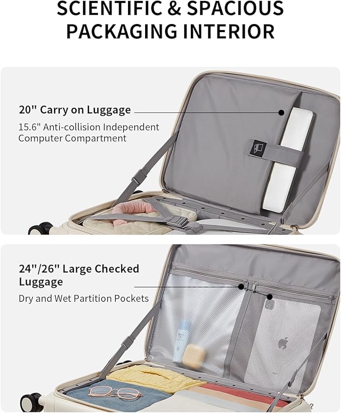 aji Expandable Top Opening Carry On Luggage Airline Approved, 20 Inch - Image 5