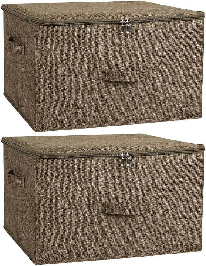 ANMINY 2PCS Storage Bins with Zipper Lids 36 Qt Lidded Fabric Storage Boxes by ANMINY