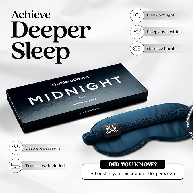 Pure Silk Sleep Mask Light Blocking Travel Essentials. Eye Masks - Image 3