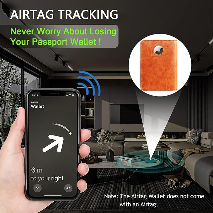 Airtag Passport Holder Cover Wallet Travel Essentials RFID Blocking Leather - Image 6