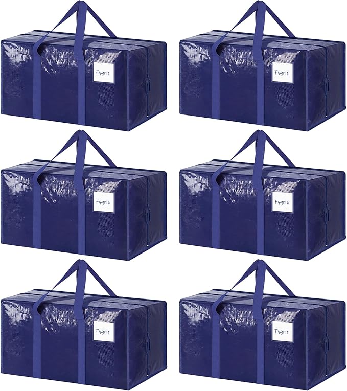6 Pack Extra Heavy Duty Large Moving Bags by Fygrip