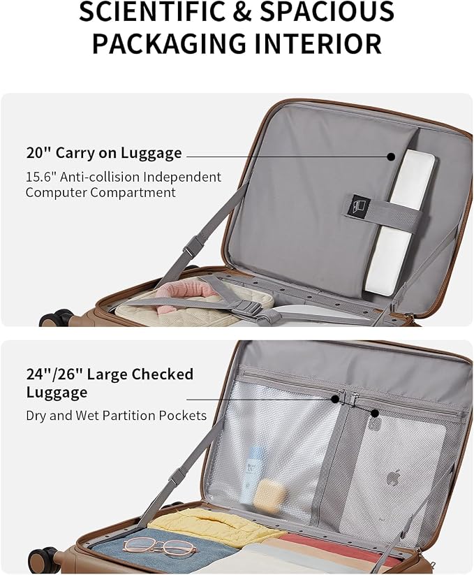 aji Expandable Top Opening 26 Inch Checked Luggage - Image 5