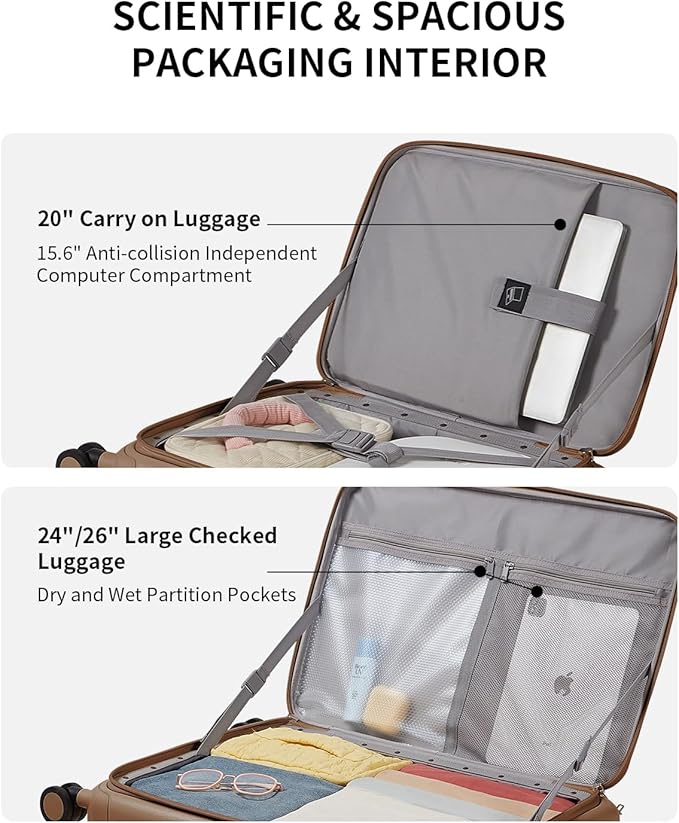 aji Expandable Top Opening Carry On Luggage Airline Approved, 20 Inch - Image 5