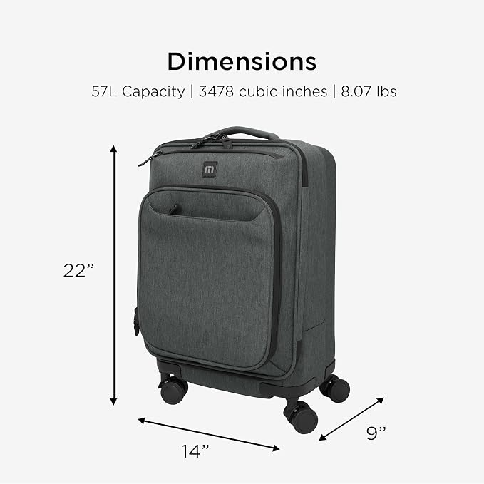 TravisMathew Quad Carry-On Spinner TMB400, Graphite Heather - Image 5