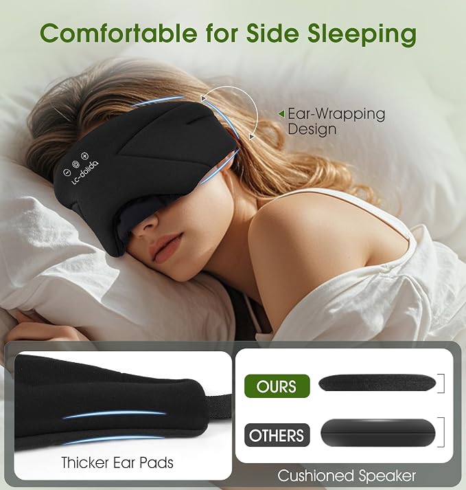 LC-dolida Sleep Mask with Headphones Bluetooth 5.4, Wireless Music Eye Mask - Image 3