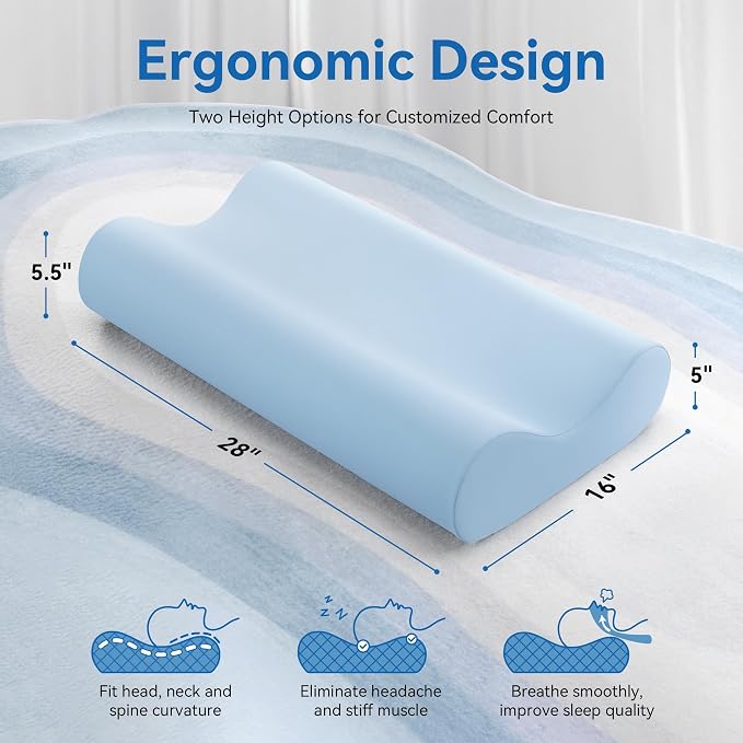 AM AEROMAX Queen Size Firm Contour Memory Foam Pillow, Cervical Pillow - Image 3