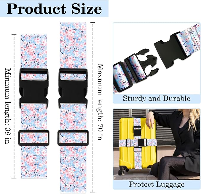 Cherry Blossoms Luggage Straps for Suitcases TSA Approved, Luggage Identifiers - Image 2