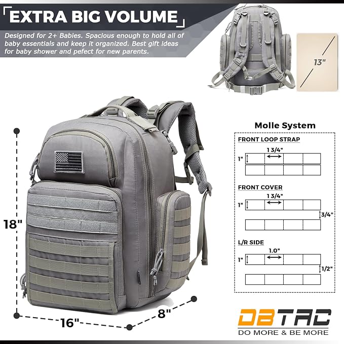 Diaper Bag Backpack for Dad, DBTAC Large Baby Nappy Bag for Men w/Changing Mat - Image 6