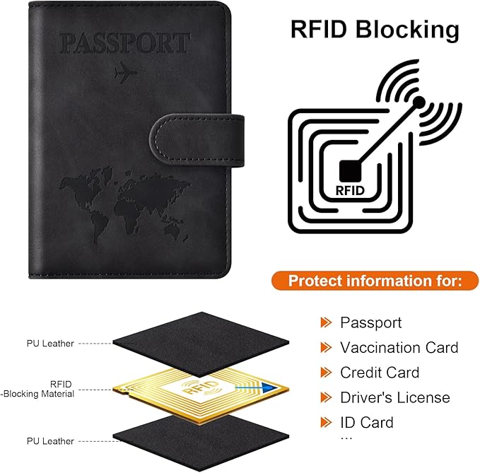 Eoehro Passport Holder for Travel Essentials, Passport Wallet Cover Case for - Image 4