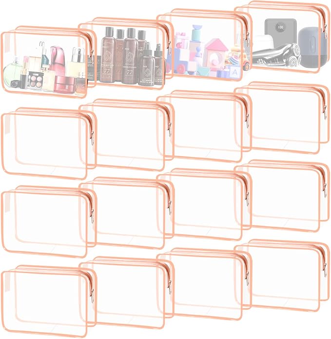16 Pieces Clear Cosmetic Bags, Large Transparent Makeup Bags, TSA Approved by YedsIntu